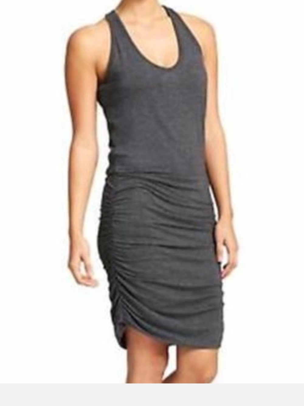 Athleta Dark Gray Racerback Ruched Tank Dress
